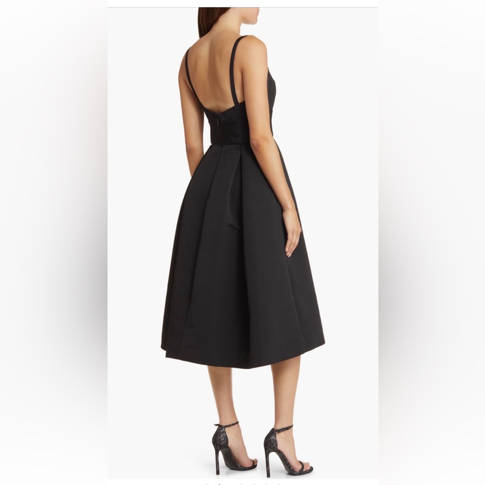Amsale Black cocktail Midi Dress - Picture 2 of 6
